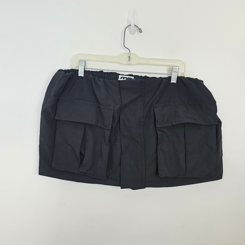 KBB By Kahlana Black Gorpcore Utility Cargo Streetwear Mini Skort Skirt Size L - Picture 2 of 7